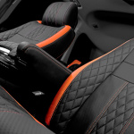Orange stitching on leather seats range rover