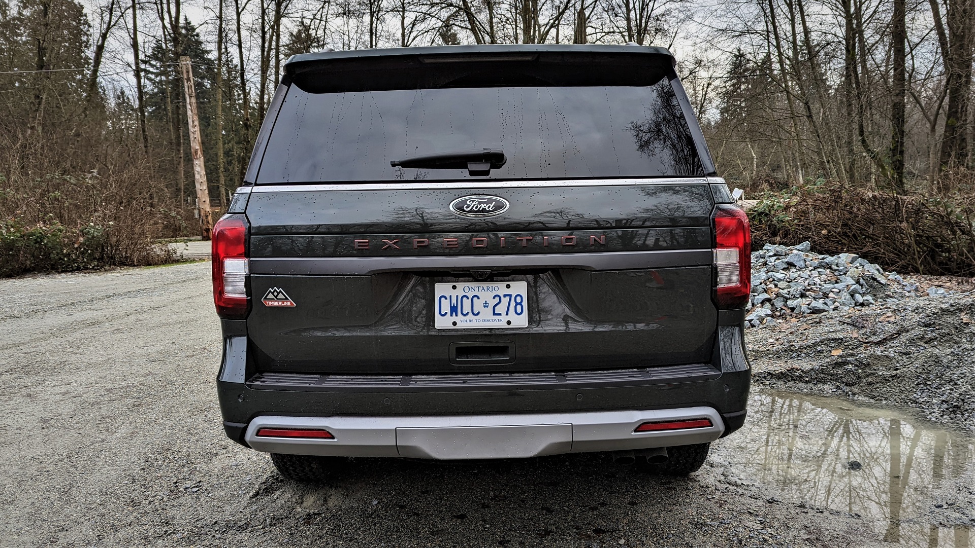 Rear view of the 2023 Ford Expedition Timberline